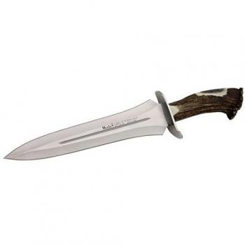 Cuchillo Muela Ursus URSUS-25S, empuñadura de asta de ciervo, hoja de acero inoxidable, longitud total 40 cm + tarjeta multiusos de regalo
