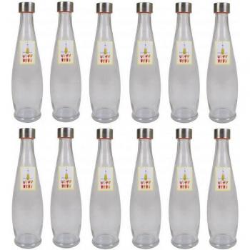 BURI 12 Stück Glasflasche 1L mit Schraubdeckel