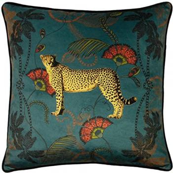 Paoletti Teal Cheetah Cushion