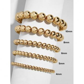 Pulsera dorada de cuentas naturales y bolas elásticas para mujeres