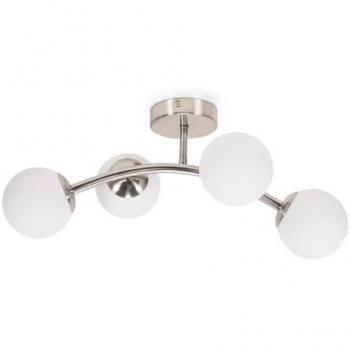 Silver Chrome 4 Way Ceiling Light with Opal White Frosted Glass Globe Shades