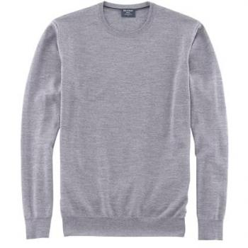 Rundhalspullover OLYMP OLYMP Strick Casual Gr. L, grau (silbergrau), Herren, Obermaterial: 100% Schurwolle, Pullover, moderner Strickpullover