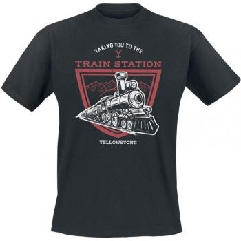 T-Shirt Yellowstone – Taking You to the Train Station – Noir – Homme – S‑XXL