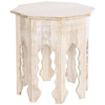 Mango Wood Side Table 49x49x53,5 cm Marrone Bianco DKD Home Decor
