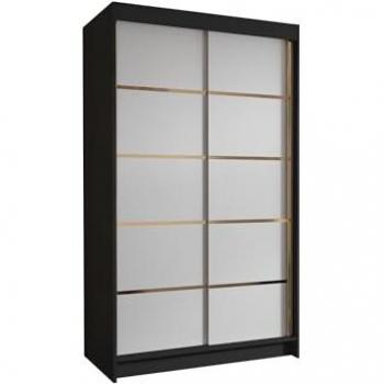 Guardaroba Atlanta 196, Scorrevole, 200x100x58cm, Nero + Bianco
