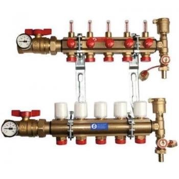 Collettore Premontato da Giacomini KITR553FK con Misuratore Flusso, 6 Vie