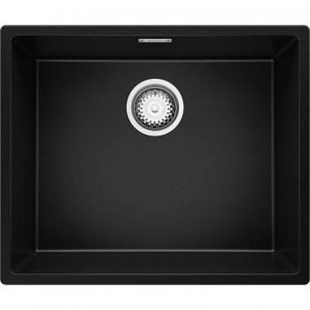 Primagran 56×47 cm London Noir – Évier sous plan, granit, 1 bac + kit vidange