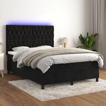 VidaXL Boxspringbett 140x200 cm Samt mit Matratze und LED