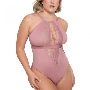 Scantilly Indulgence Stretch Lace Bodysuit in Dusty Rose