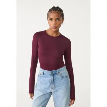 Stradivarius Purple Bodysuit, Long Sleeve, Size Small – Polyamide Fabric