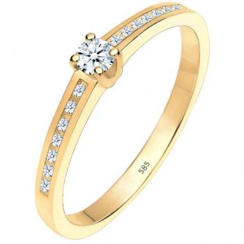 ELLI Ring Verlobungsring mit Diamant (0.18 Ct.) 585 Gelbgold für Damen