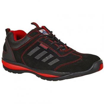 Portwest Steelite Lusum S1P HRO Safety Trainers Black / Red Size 6.5