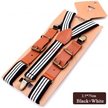 Blue Striped Elastic Suspenders for Kids 1'' Wide Y-Back