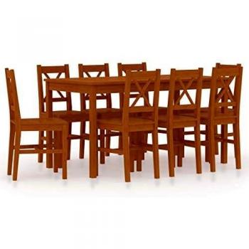 Conjunto de Comedor Multicolor vidaXL 7/9x de Madera de Pino