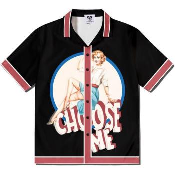 Camisa casual de manga corta unisex con estampado callejero