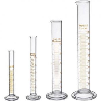 Juego de cilindros medidores de vidrio 5ml, 10ml, 50ml y 100ml con dos cepillos