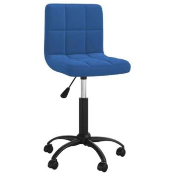 Silla de Trabajo Giratoria Azul Terciopelo Premium