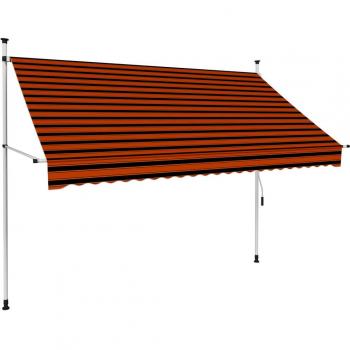 Toldo exterior manual retráctil 250 cm naranja y marrón