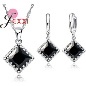 925 Sterling Silver Wedding Jewelry Set with Square Cubic Zirconia