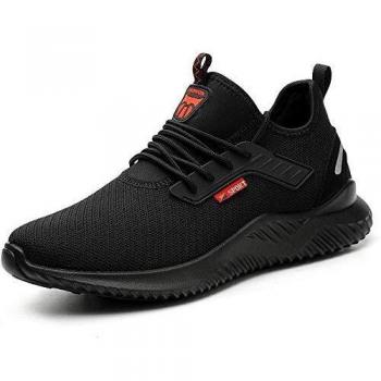 SROTER Scarpe da Lavoro Sneaker con Punta Acciaio, Uomo/Donna, Leggere, Eleganti, Nero 39 EU