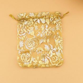 100pcs Large Roses Organza Favor Bags 20x30cm