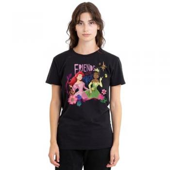 Disney Women’s Princess Ariel and Tiana Friendship Tee – Black, Medium