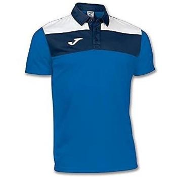 Crew Polo Shirt Royal Blau mit Weißen Streifen, S