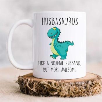 Classic White Husbasaurus Quick Change Coffee Cup