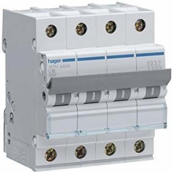 Hager NFN450 50A 4P Circuit Breaker C Curve 6/10kA 400V 50/60 Hz