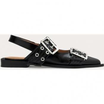 Ganni Black Patent Ballerina with Buckle – Size 8 US