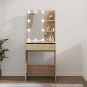 Sonoma Oak Dressing Table with LED 60x40x140 cm