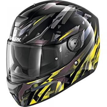 XS SHARK Herren NC Helm in Schwarz mit Neongelb‑Akzenten