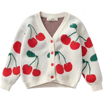 Single Breasted Cherry Cardigan for Toddler Girls (1-6Y)