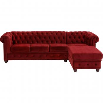 Home Affair „New Castle“ Chesterfield‑L‑Form Sofa – 255 cm Breite, 171 cm Tiefe, 72 cm Höhe, Bordeaux