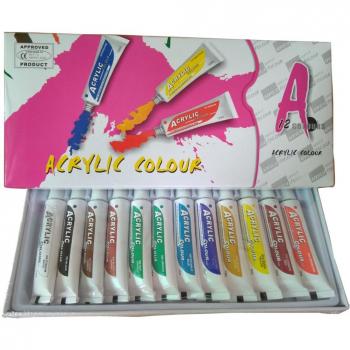 Stoff‑ und Schaumstoff‑Acryl “Wasserfest” – 12 ml, 12 Farben, anti‑bleichen