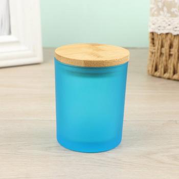 Tarro de vidrio con tapa de bambú para velas DIY