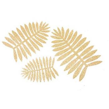 3 feuilles pennées palmier phoenix or pailleté