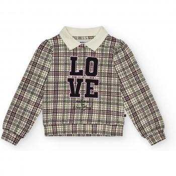 Sudadera Tuc Tuc para niña con cuello camisero y estampado de cuadros