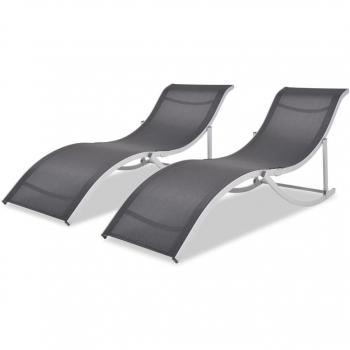 VieXL Lot de 2 chaises longues, couleur noir-gris