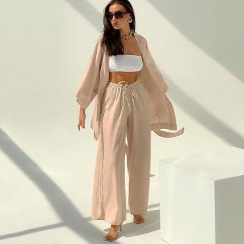 Hiloc Women's Short Sleeve Pajama Set with Robe