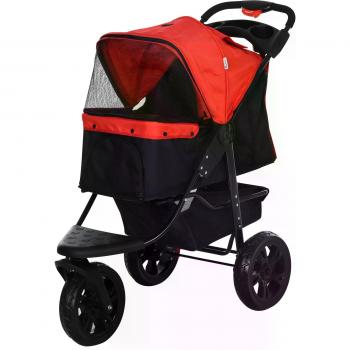 PawHut Folding 3-Wheel Pet Stroller Red/Black