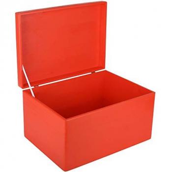 Boîte de Rangement en Bois Rouge XXL à Décorer avec Couvercle | 40 x 30 x 24 cm