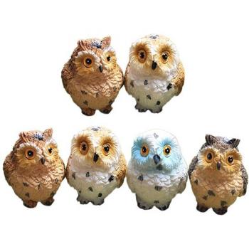 8 pièces ornement décoratif hibou résine (couleur aléatoire)