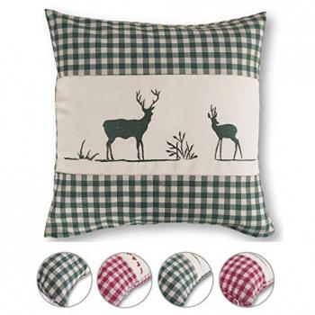 Oeko‑Tex zertifizierte Wometo Kissenhülle mit Herz‑ und Hirsch‑Muster