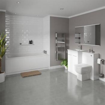 Gloss White Denton Bathroom Suite with Chrome Handles