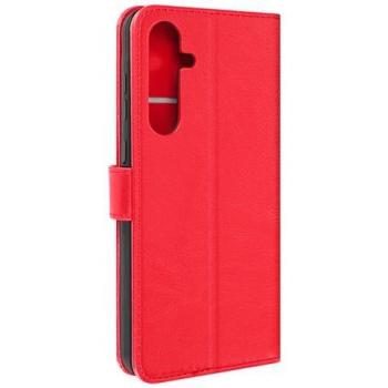Funda roja para Galaxy A55 con muñequera y solapa