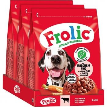 Cibo Secco Frolic con Manzo e Carote 7,8 kg (Pack 3x2,6 kg)