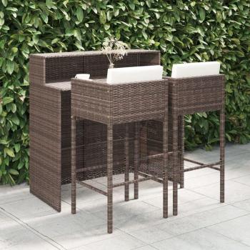 Minkurow Garden Bar Set – 3 Piezas + Cojines de Ratán