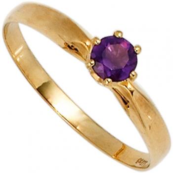 85er Goldring Damen Gelbgold 1 Amethyst lila violett Größe 54