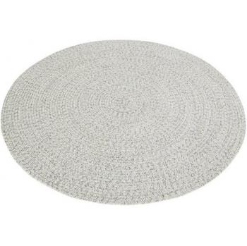 White Bordered Trenzado Floor Rug, 200 cm in Diameter